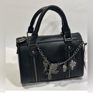 ED HARDY Black Satchel Crossbody Bag / Chain W/ Charms